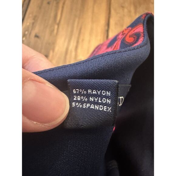 Lands End Colorful Floral Shift Stretch Dress Knee Length Size 12 Pockets - Picture 13 of 13